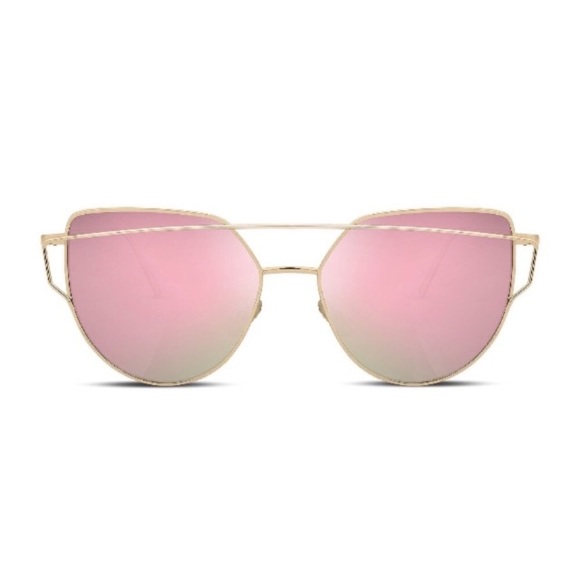 Mirrored Pink Cat Eye Statement Aviator Sunglasses - Picture 2 of 3